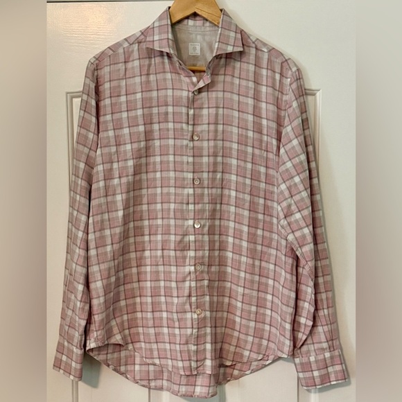 Eleventy Platinum Men’s Shirt M – Pink Plaid, Made in Italy Luxury Cotton - Picture 4 of 11